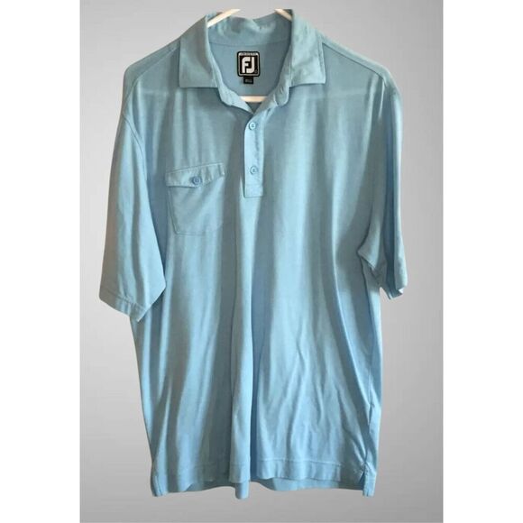 Footjoy Polo Shirt‎ Men Large Blue Performance Golf Stretch Quick Dry Wicking FJ - Picture 1 of 5